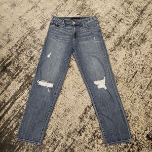 Joe's Jeans Classic Niki Mid Rose Boyfriend Distressed Blue Women's Jeans